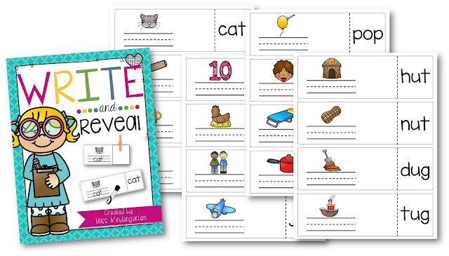 Writing CVC Words with Write and Reveal Cards - Miss Kindergarten