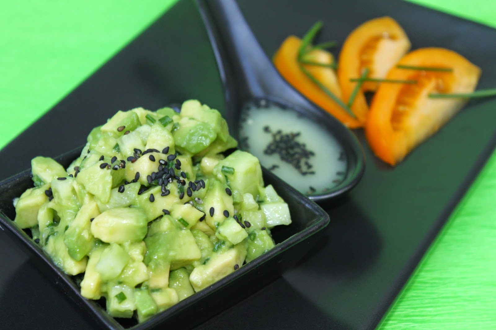 Pots and Frills Avocado Tartar with Wasabi Sauce