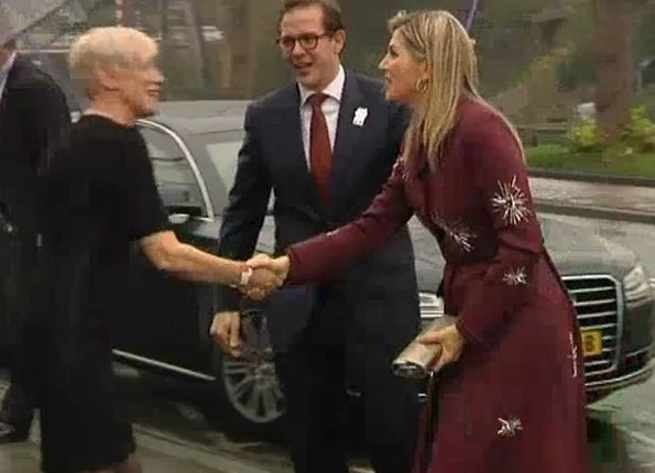 Queen Maxima wore Claes Iversen Sirius Coat at More Music in the Classroom lunch at Oosterpoort Center