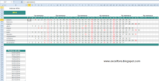 Calendario laboral en Excel.