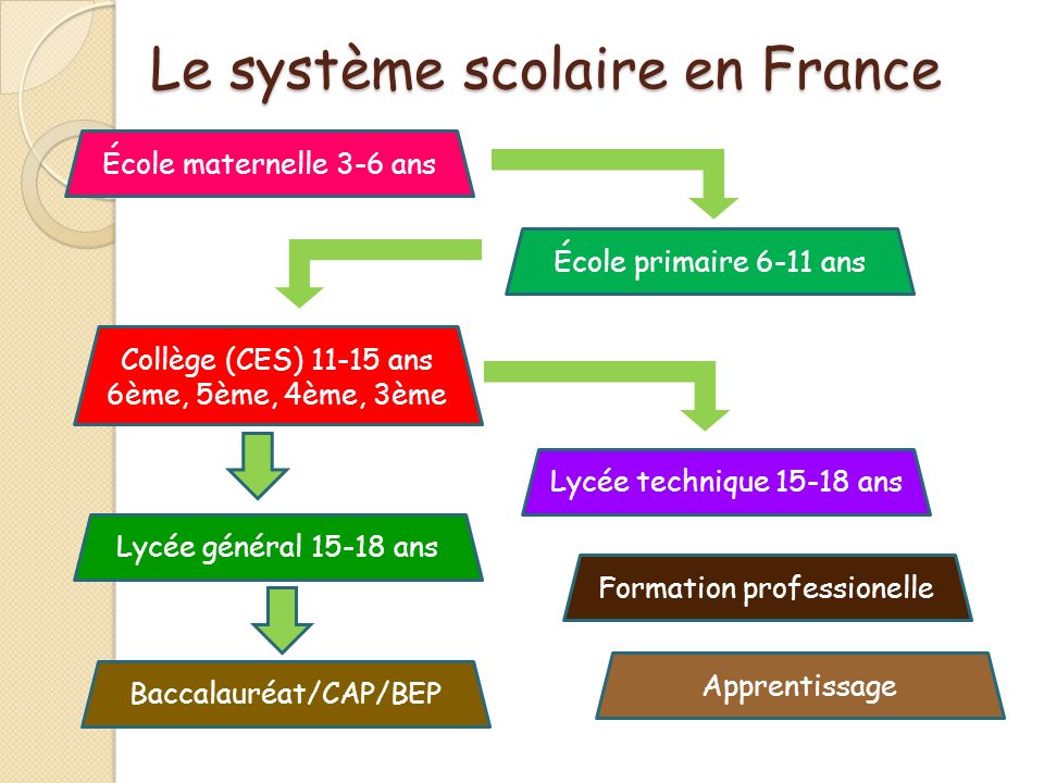 Les niveaux scolaires en France