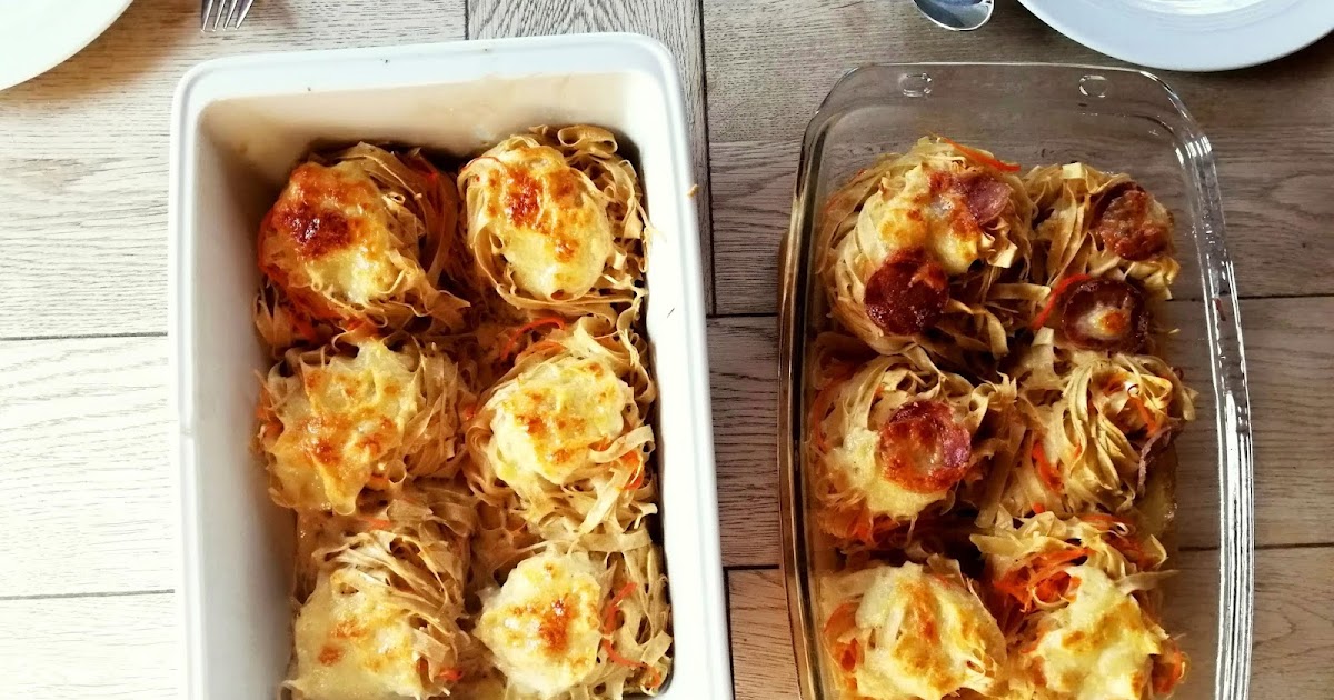 Probieren und Studieren : Nudelnester mit Möhrenspaghetti &amp; Mozzarella