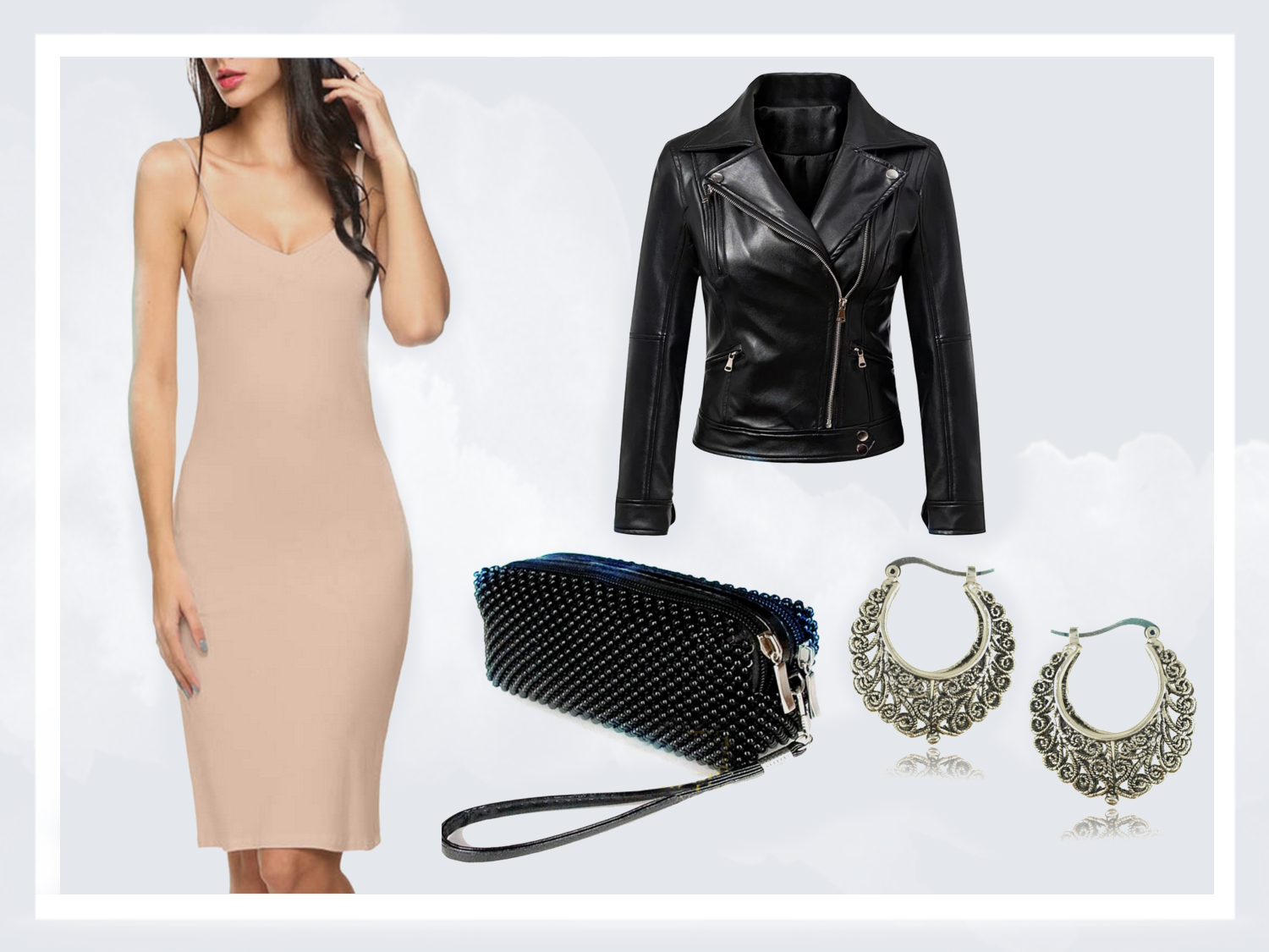 fashion collage with the trendiest bodycon dresses