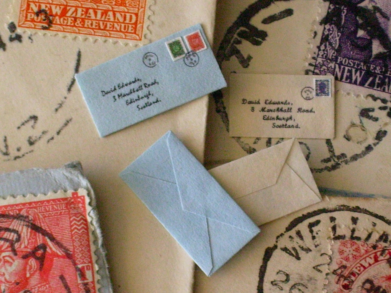 David Edwards Miniatures 1/12th scale mailed envelopes with applied