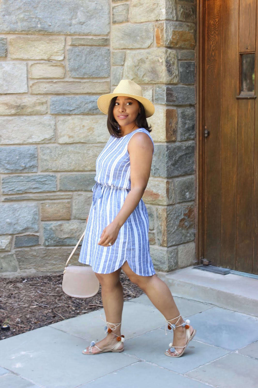 5 Ways To Make The Most Out Of Summer, Old Navy dress, stripe dress, summer outfits, summer activities, pom pom shoes, summer days, dc blogger, straw hat, summer outfit ideas