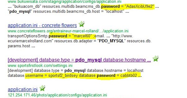 Find Usernames and Passwords of several Databases