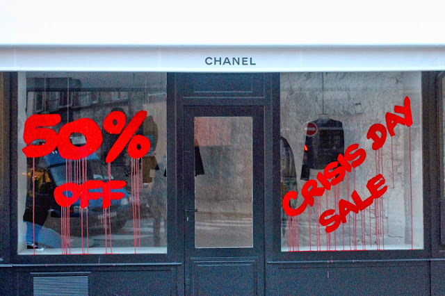 "Crisis Day Sale" New Attack By Kidult On The Chanel Store In Paris, France. 2