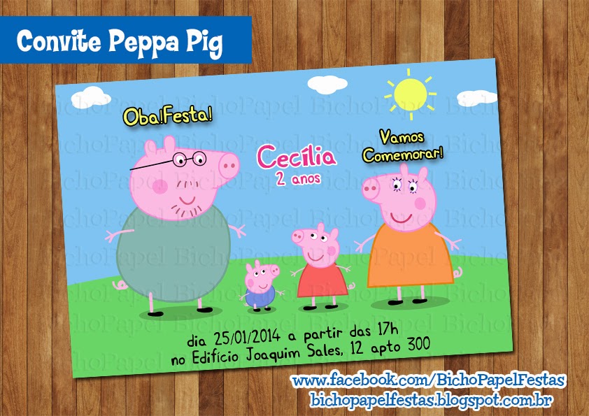 Arte Convite Peppa Pig