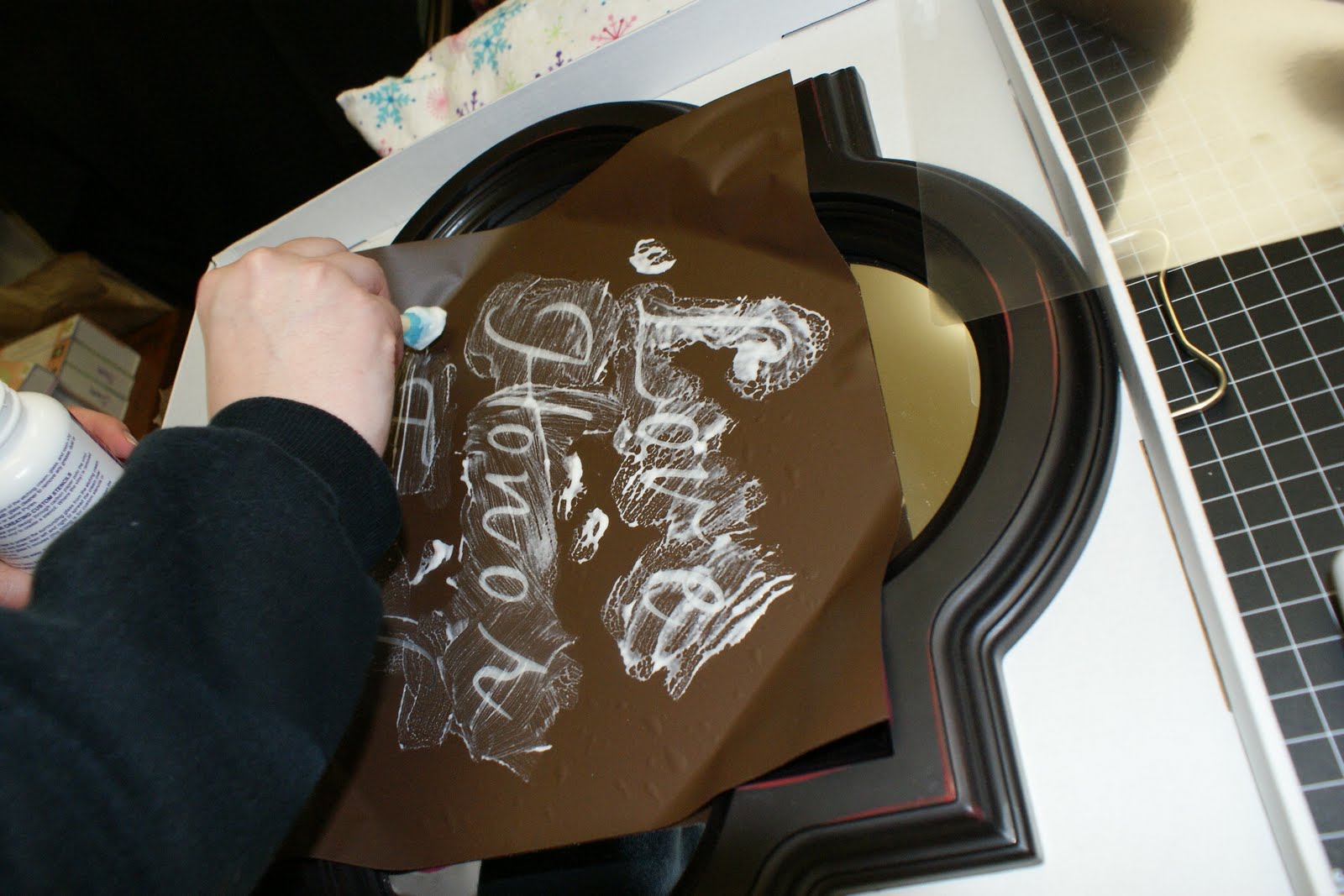 b.a.t.'s crafts Etching on Mirror Project with Sam