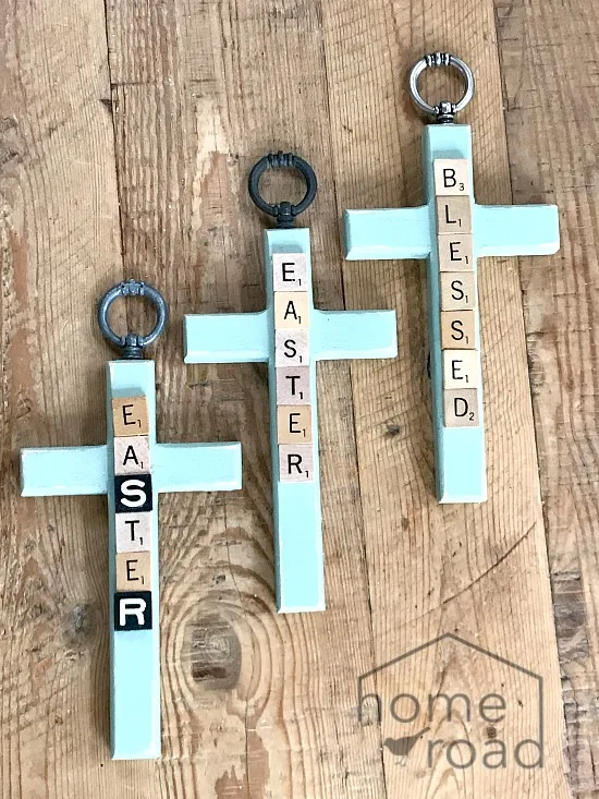 DIY Easter crosses with Scrabble letters