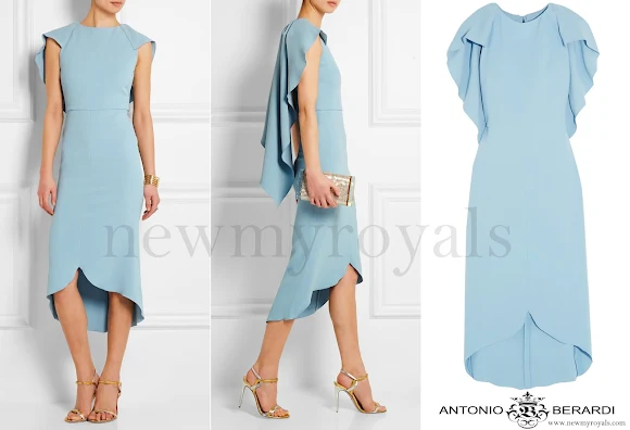 Princess Sofia wore Antonio Berardi Blue Cape-back Stretch crepe Dress