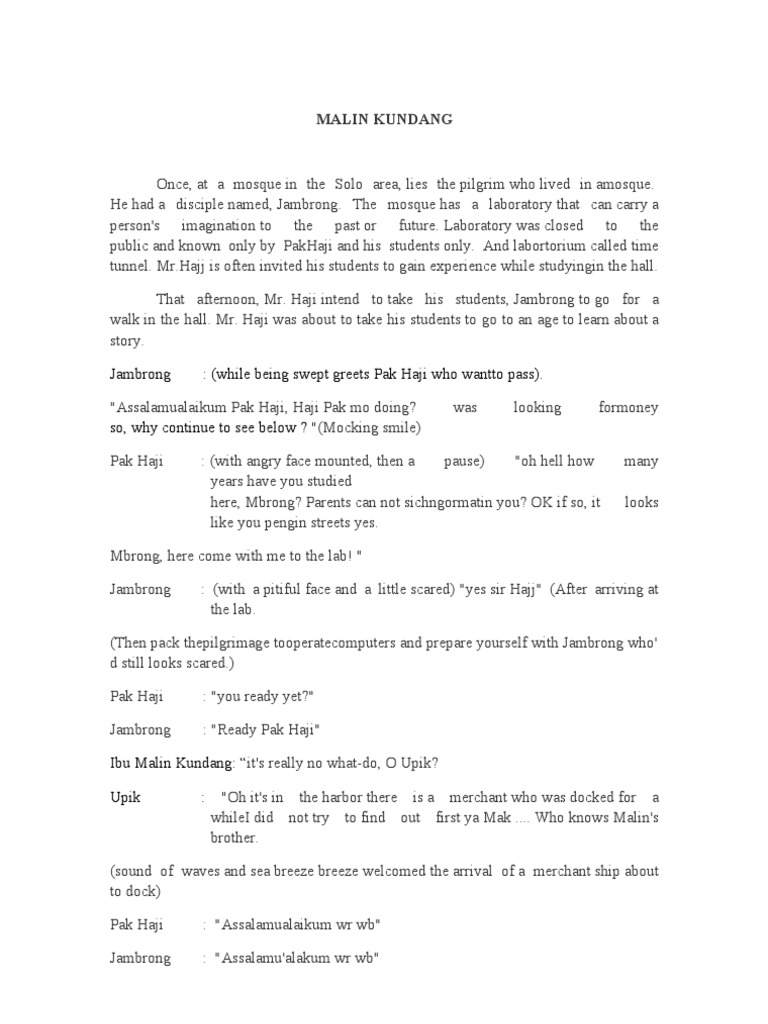 naskah drama malin kundang wood scribd indo