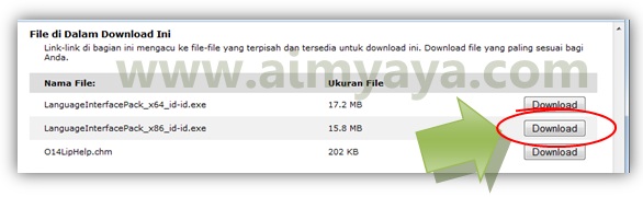  Gambar: Download Office language pack (bahasa Indonesia) dari situs resmi microsoft