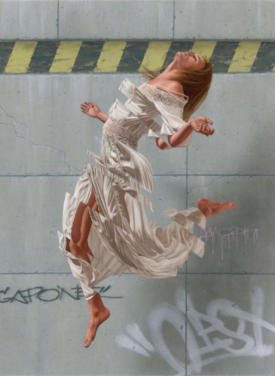 As incríveis pinturas e murais foto-realistas com mulheres e glitches de James Bullough James Bullough arte pinturas murais mulheres glitches foto realistas beleza
