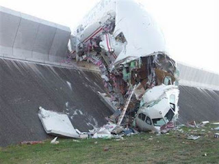 New Airbus 340-600 crashed into a blast barrier