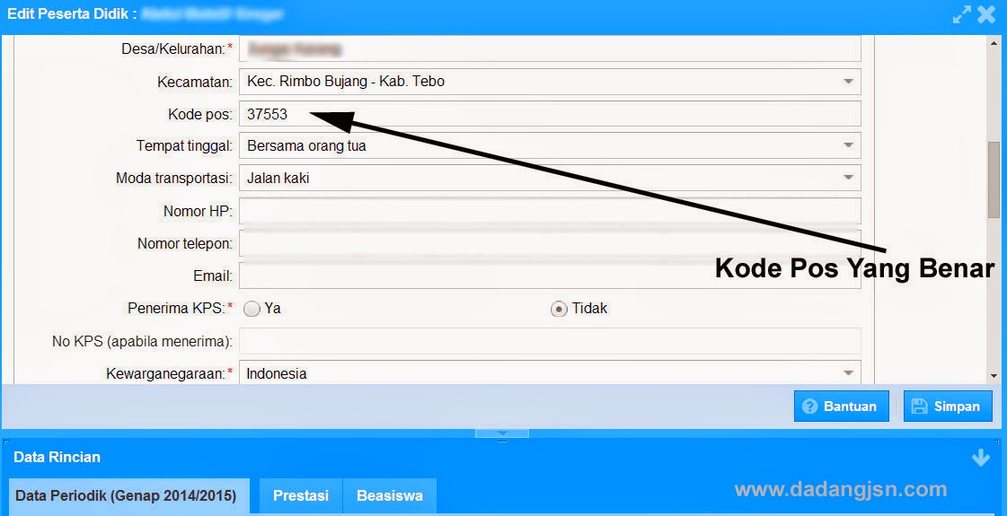 Cara Cek Mengetahui Kode Pos Kecamatan Yang Benar Untuk Pengisian Data Di Aplikasi Dapodik Dadang Jsn
