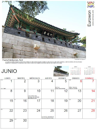 Ejemplo del calendario de Corea para 2015
