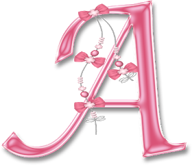 Abecedario Rosa con Lazos.  Pink Alphabets with Bows.