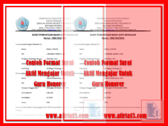 Contoh Format Surat Aktif Mengajar Untuk Guru Honorer