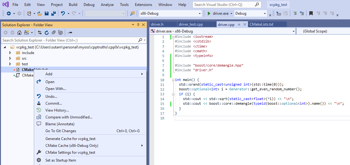 visual studio cmake native package did not start correctly visual studio cmake native package did not start correctly