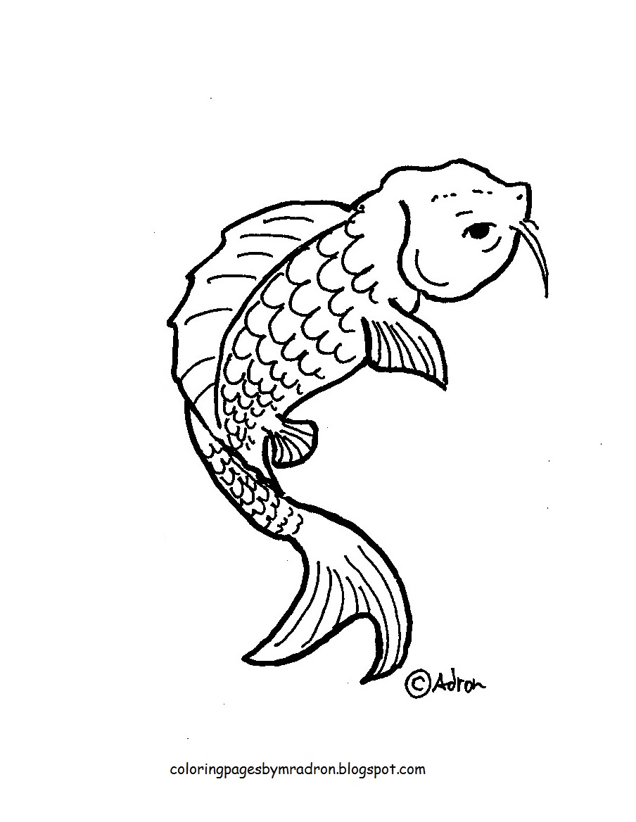 Coloring Pages for Kids by Mr. Adron: Printable Koi Fish Coloring Page