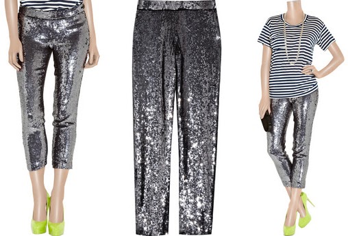 Ashish Sequined Silk Cropped Pants