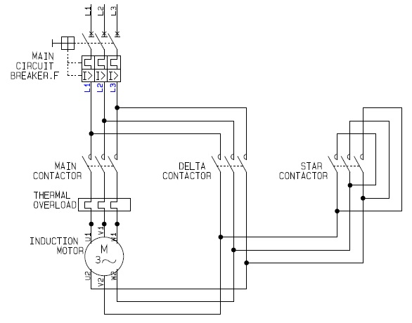 Star Delta Motor Control Power Circuit - Electrical ... 220 volt 2 pole contactor wiring 