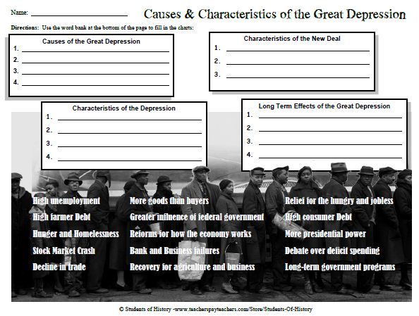 Causes Of The Great Depression Worksheet