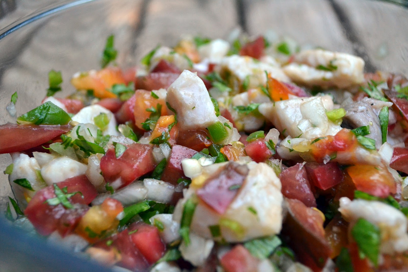 little c cooks Mahi Mahi Ceviche with Heirloom Tomato Pico de Gallo
