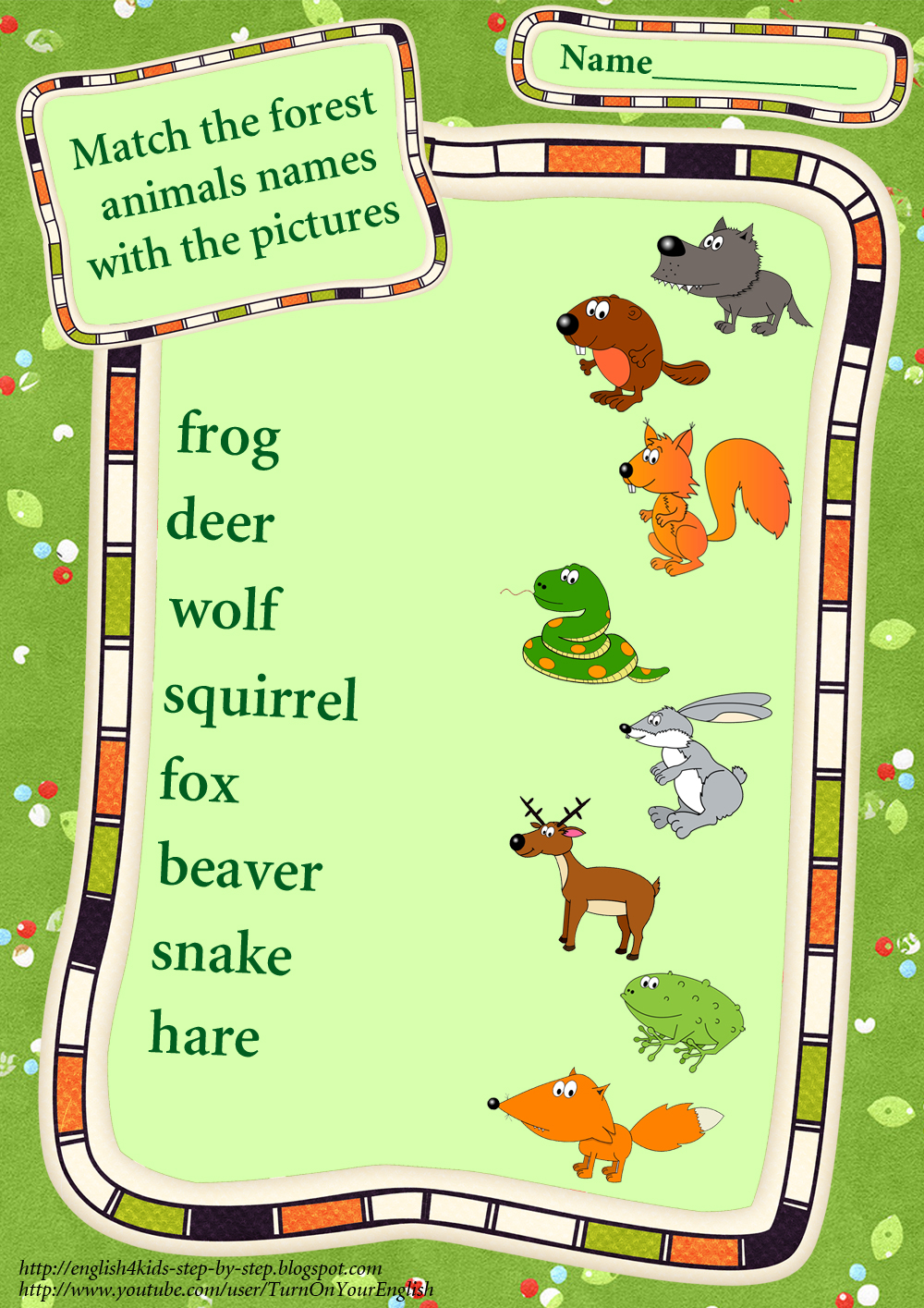 Forest Animals Worksheets