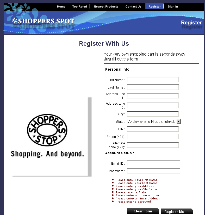 Milind's Alley Online Shopping Cart JSP