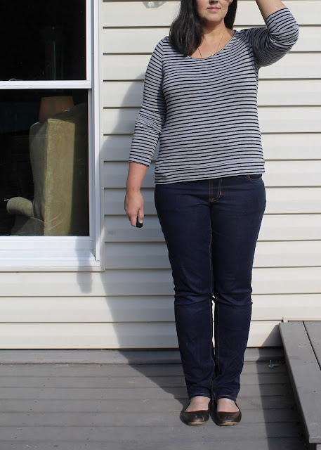 Review of the Closet Case Files Ginger Jeans sewing pattern with pull-on waistband hack.