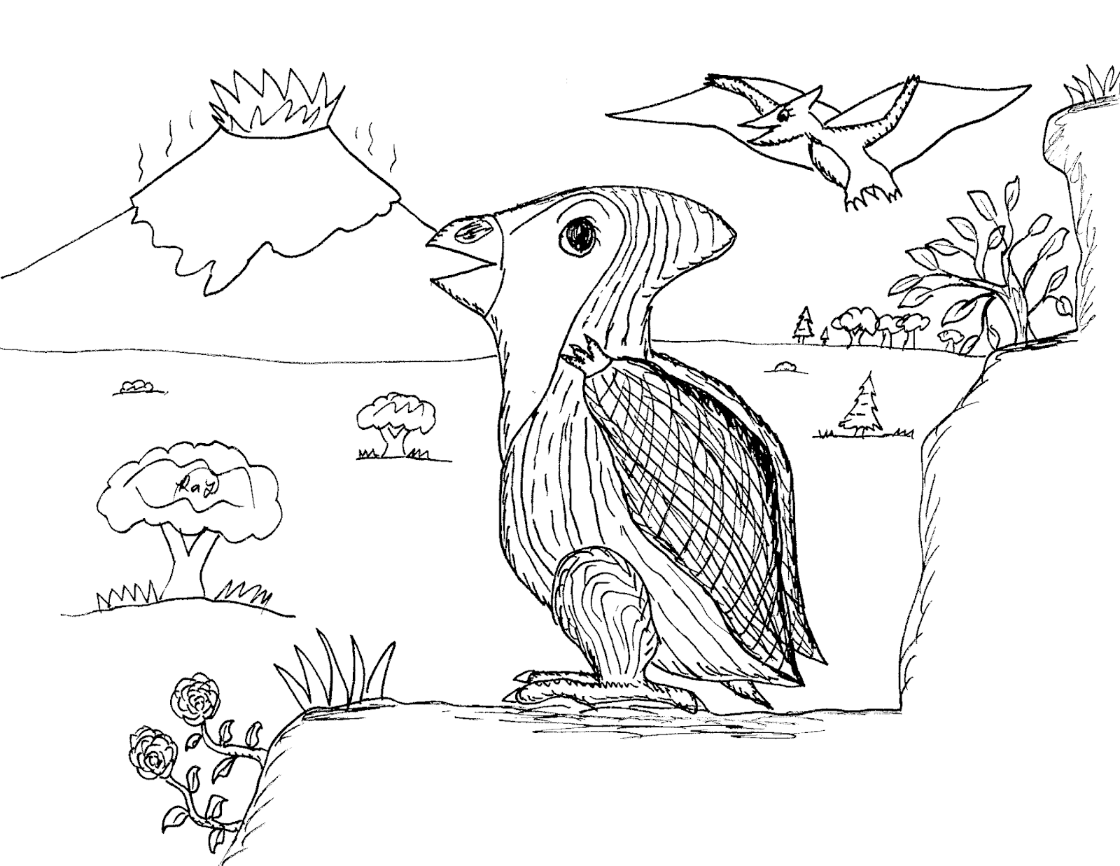 Robin's Great Coloring Pages: Pteranodon Chick on a Ledge and other