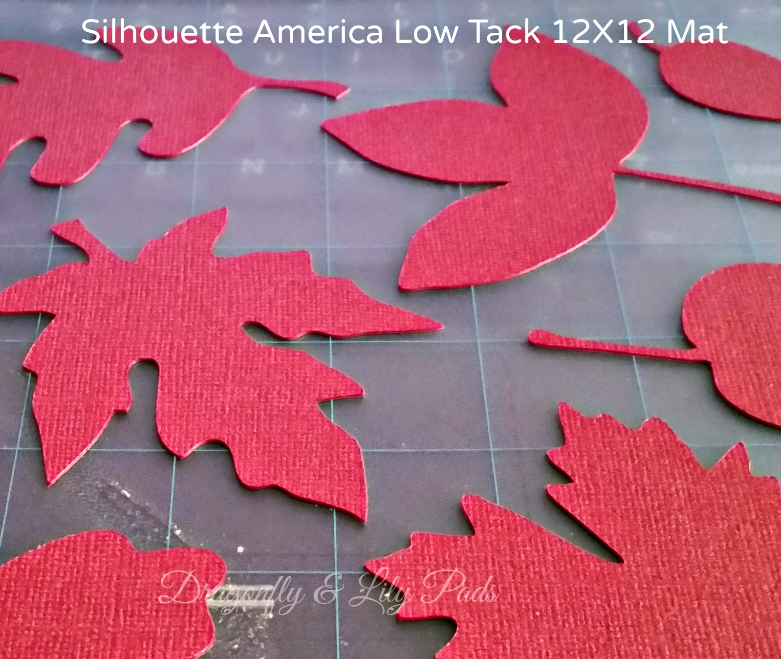 Red Silhouette Fall cut leaves, weeded, 12 X 12 Silhouette Low tack cutting mat