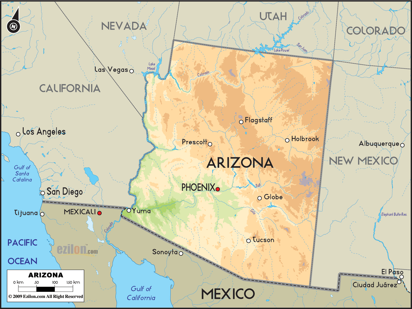 Estado Do Arizona Mapa - Gambaran