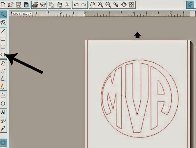 Circle monogram, two, one cut, Silhouette Studio, Silhouette tutorial, draw a circle