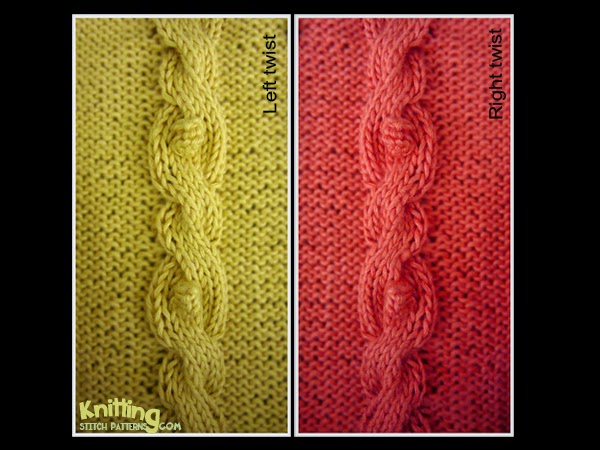 This bobbled cable pattern begins with a wrong side row and is knitted in a multiple of 11 stitches.