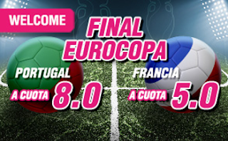 wanabet supercuota 8 o 5 Portugal o Francia gana Euro2016 + 150 euros codigo JRVM 10 julio wanabet supercuota 8 o 5 Portugal o Francia gana Euro2016 + 150 euros codigo JRVM 10 julio