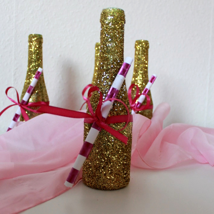 Diy Silvester Deko Funkelnde Sektflaschen