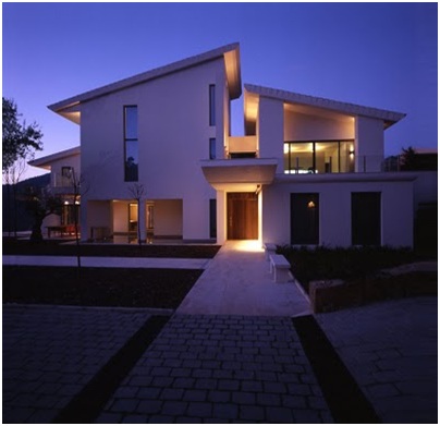 Contemporary house facade and home interior in Zagaleta, Spain