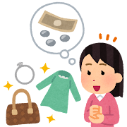不用品を売ろうとする人のイラスト(女性)