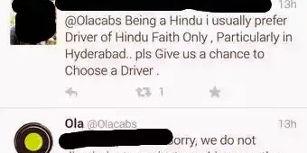 A Guy Asks for 'Hindu' Drivers in Hyderabad