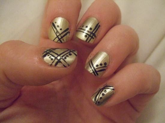 Black and Gold Floral Nail Art - wide 2