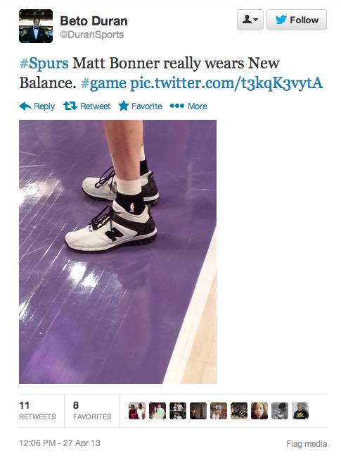 Mico Halili: Matt Bonner's New Balance basketball shoes. PHOTO: