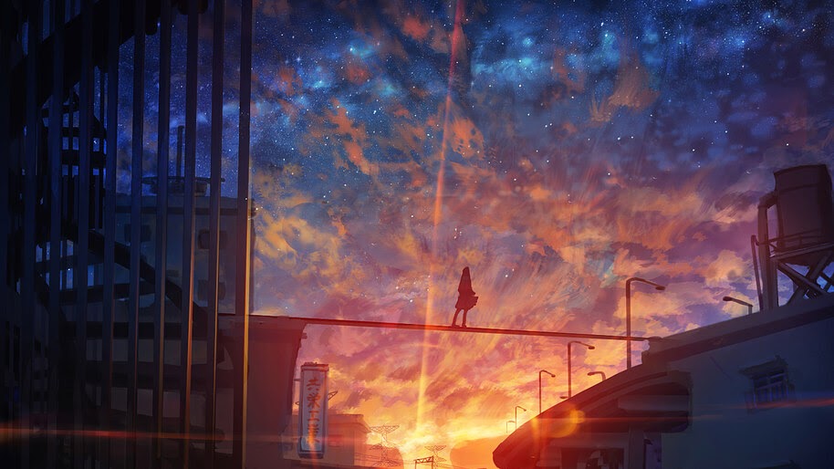 Sunset, Sky, Scenery, Anime, 4K, #6.1013