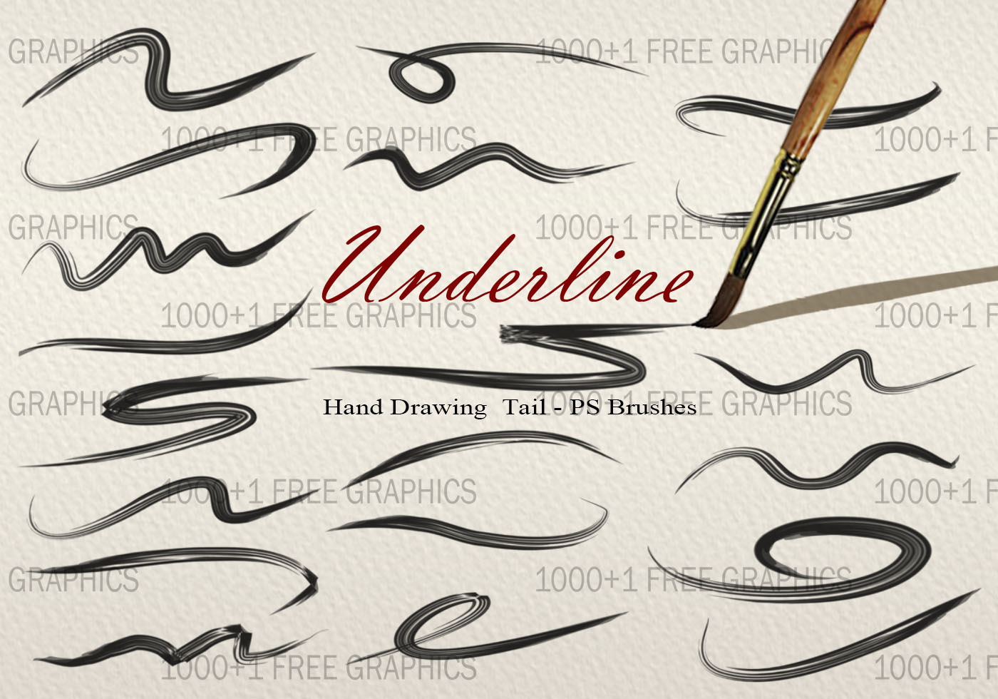20 Underline Hand Drawing "Bristle Calligraphy" Tail Brushes