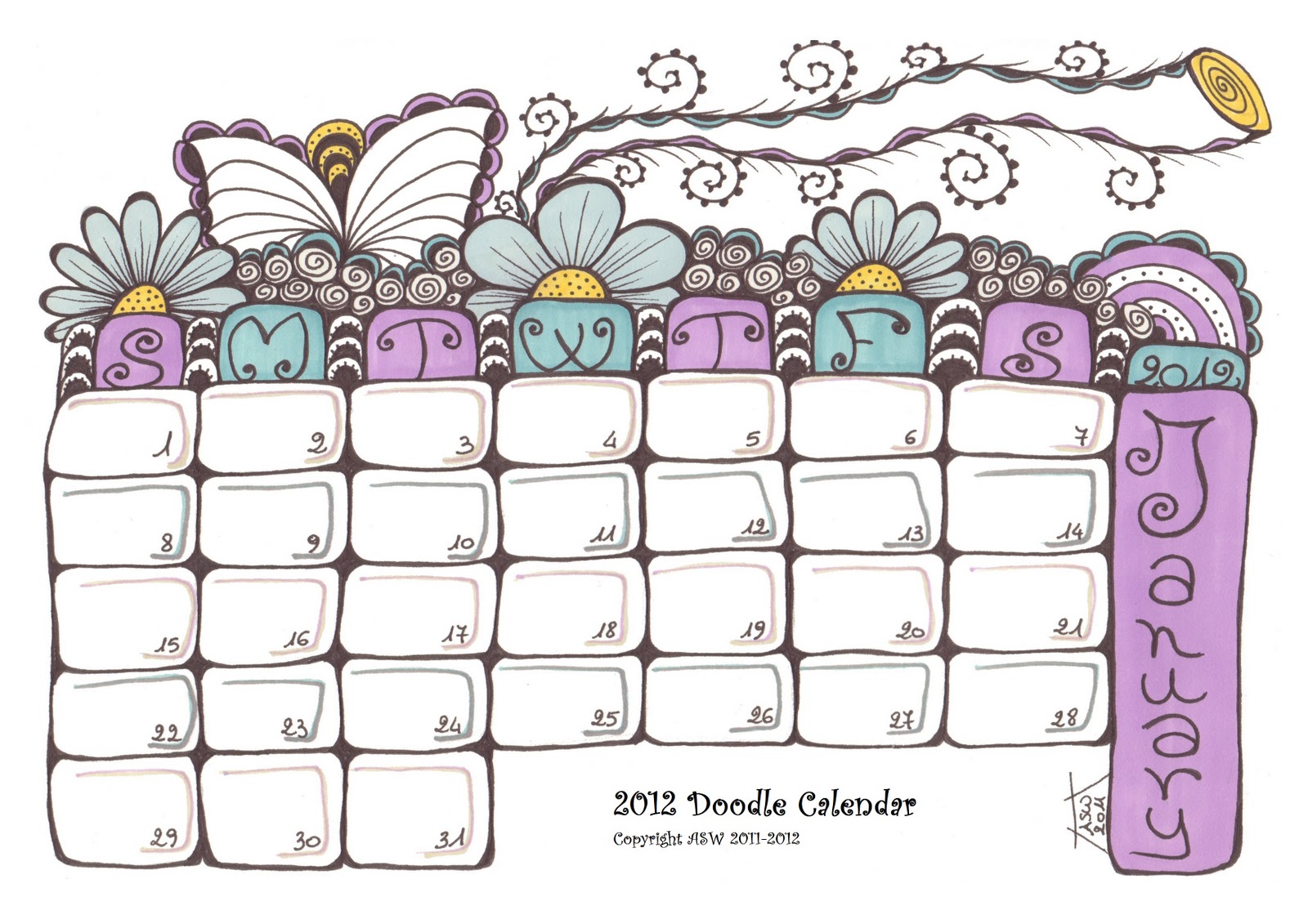 KaiZen Doodles 2012 Doodle Calendar WINNERS Announced, Calendar on