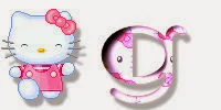 Alfabeto de Hello Kitty en diferentes posturas G. 