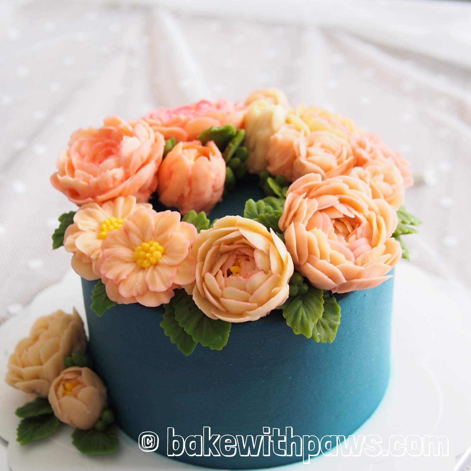 Korean Style Buttercream Flowers Cake 30 BAKE WITH PAWS