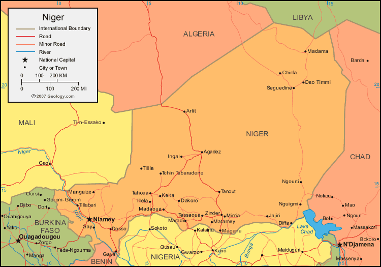 Niger - Geografiske Kort over Niger ~ Klima Naturali™